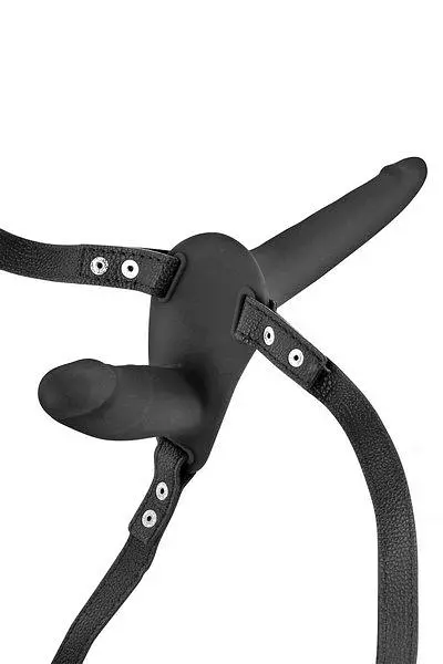 Подвійний страпон Fetish Tentation Strap-On with Double Dildo, 15 см - фото 2