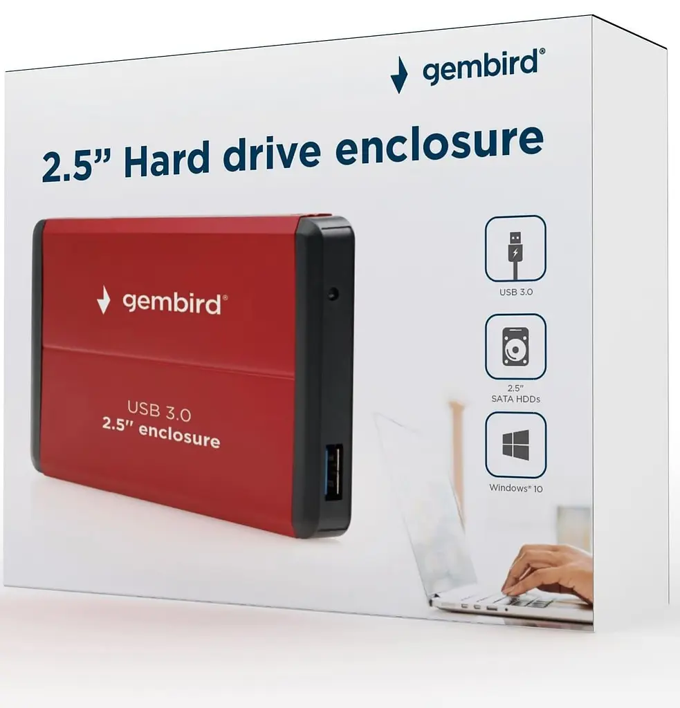 Зовнішня кишеня Gembird EE2-U3S-2-R для 2.5 SATA дисків, USB 3.0 (EE2-U3S-2-R) - фото 4