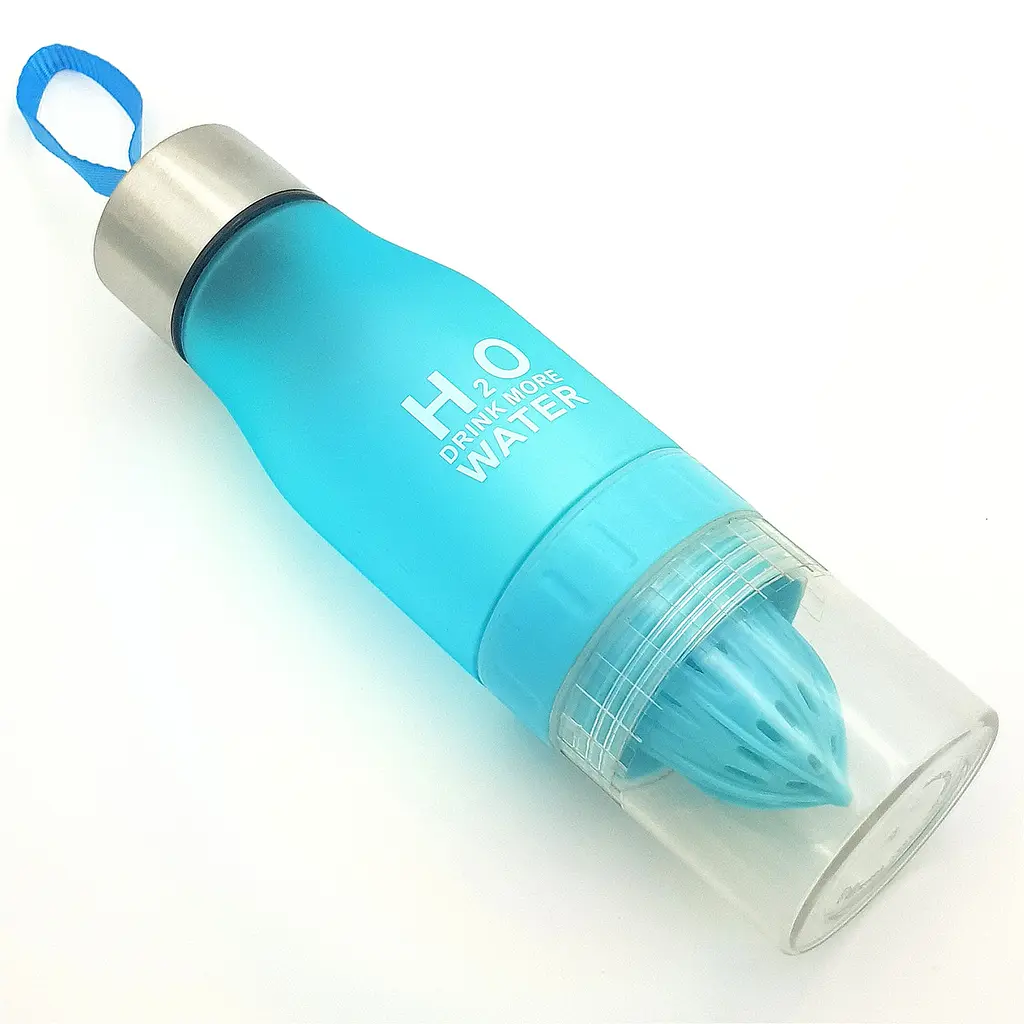 Пляшка соковитискач для води з фруктами 650 мл H2O Water Bottle QC-650 бірюзова