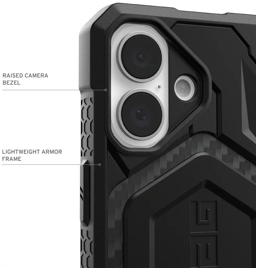 Чохол протиударний UAG Monarch Pro MagSafe для iPhone 16 Carbon Fiber Red 11449311F4242 - фото 8