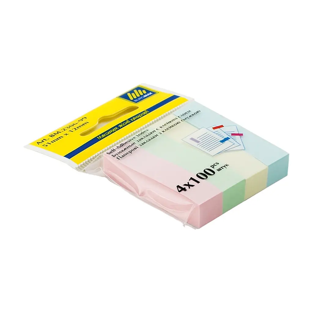 Стікер-закладка Buromax Plastic bookmarks 51x12mm, 4*100шт, rectangles,pastel colors (BM.2306-99) - фото 2
