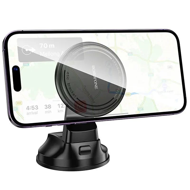 Автотримач Borofone BH136 Parker ring magnetic (center console) Black - фото 4