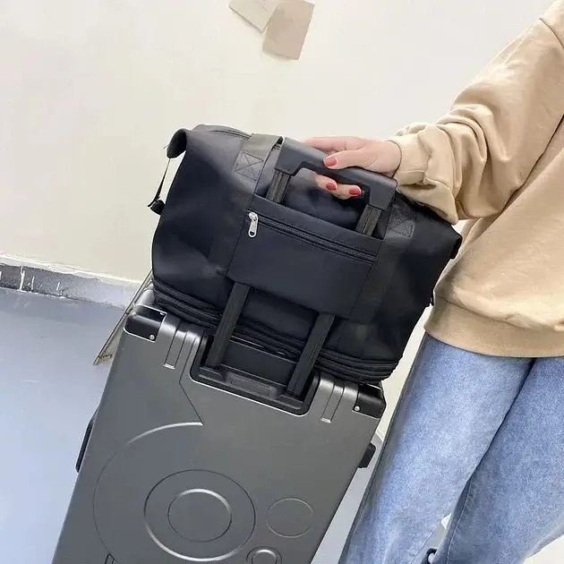 Дорожная сумка для путешествий для ручной клади Черный цвет 42*28см (+12 см)*22см - фото 4