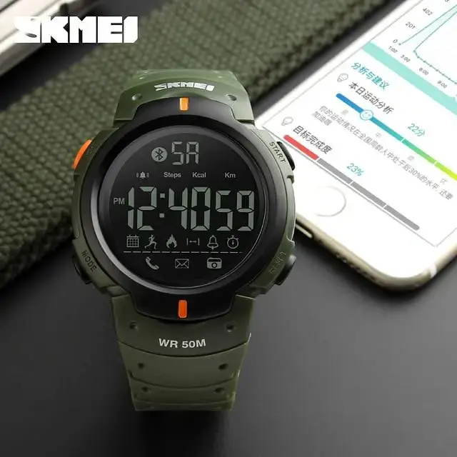 Спортивные смарт часы Skmei 1301 Шагомер Bluetooth ударопрочные (Зеленый) - фото 3