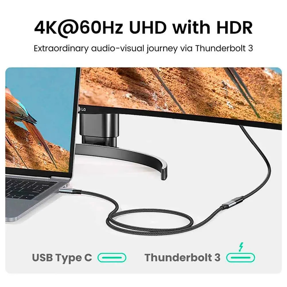 Кабель Ugreen USB 3.1 Type-C M-F,1 м,5A （10Gbps）Чорний,US372 (30205) - фото 4
