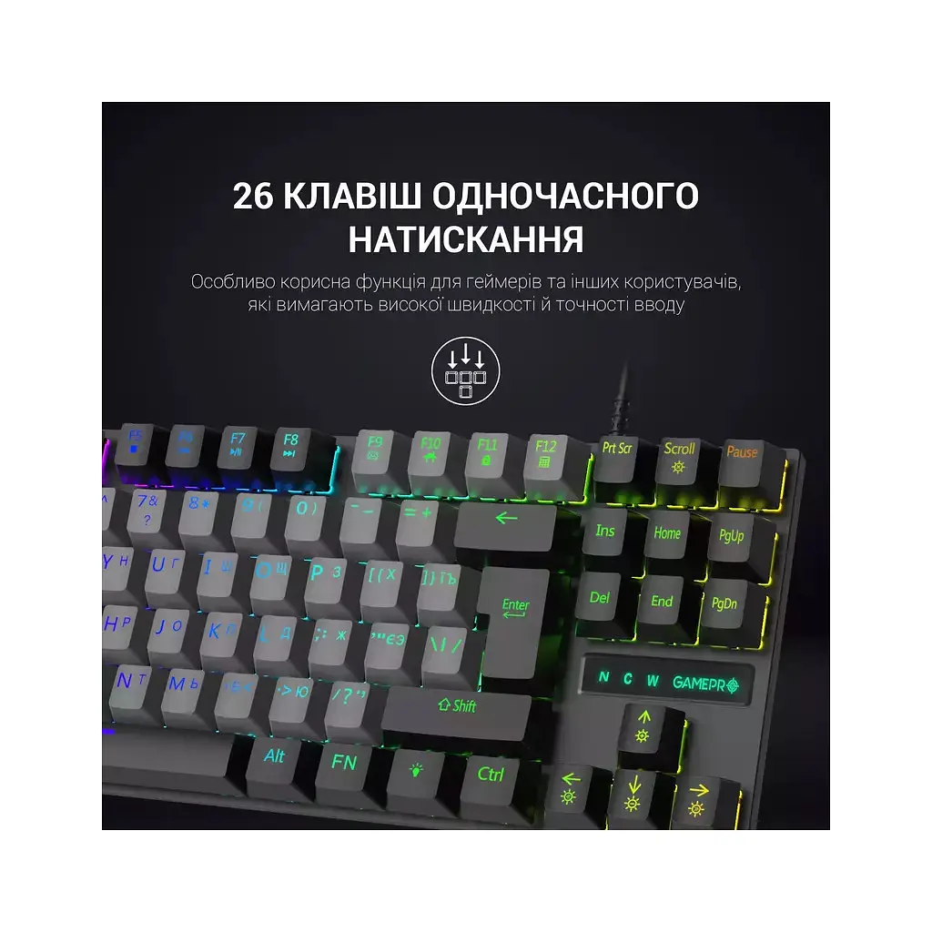 Клавіатура GamePro MK100B Blue Switch LED USB Black (MK100B) - фото 9