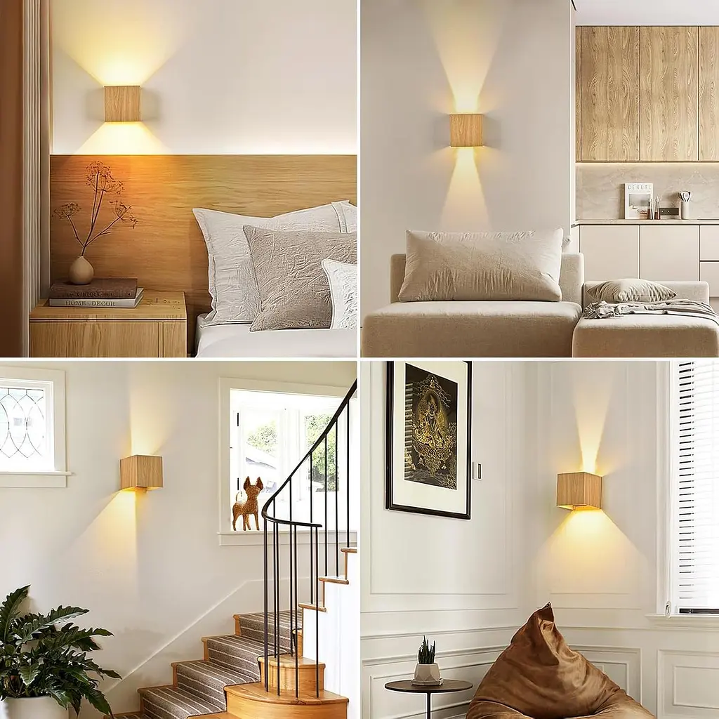 Светодиодный настенный светильник Металлический корпус Wood Grain Vintage 6W Водонепроницаемый IP65 Теплый белый 3000K - фото 5