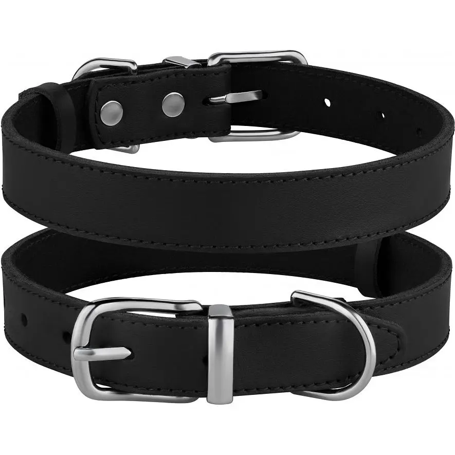 Ошейник для собак BronzeDog Barksi Classic кожаный XL 43-56х3 см черный - фото 3