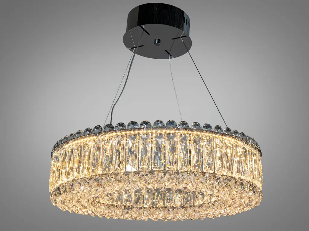 Кришталева підвісна LED люстра Diasha 8693-500CH у хромі - фото 2
