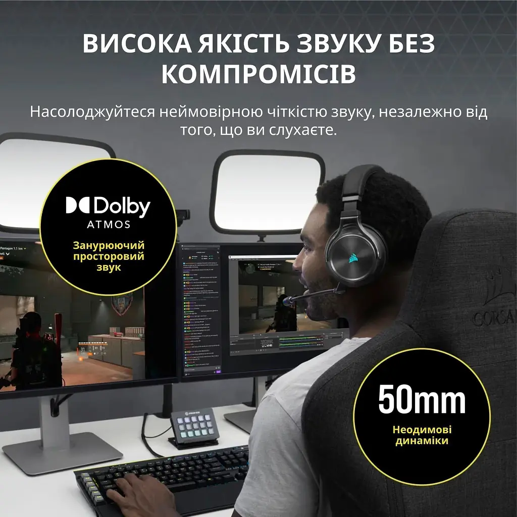 Ігрові навушники Corsair Virtuoso RGB Wireless XT (CA-9011188-EU) [148146] - фото 10