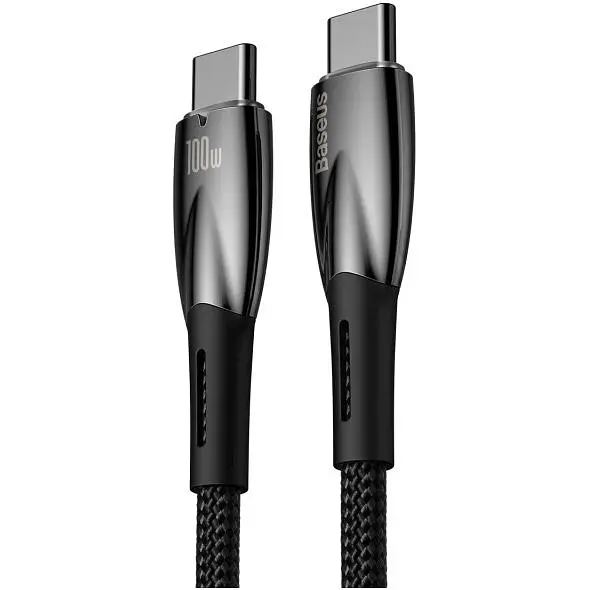 Кабель Baseus Glimmer Series Fast Charging USB-C to USB-C 100w 1m Black (CADH000701) [113823] - фото 2
