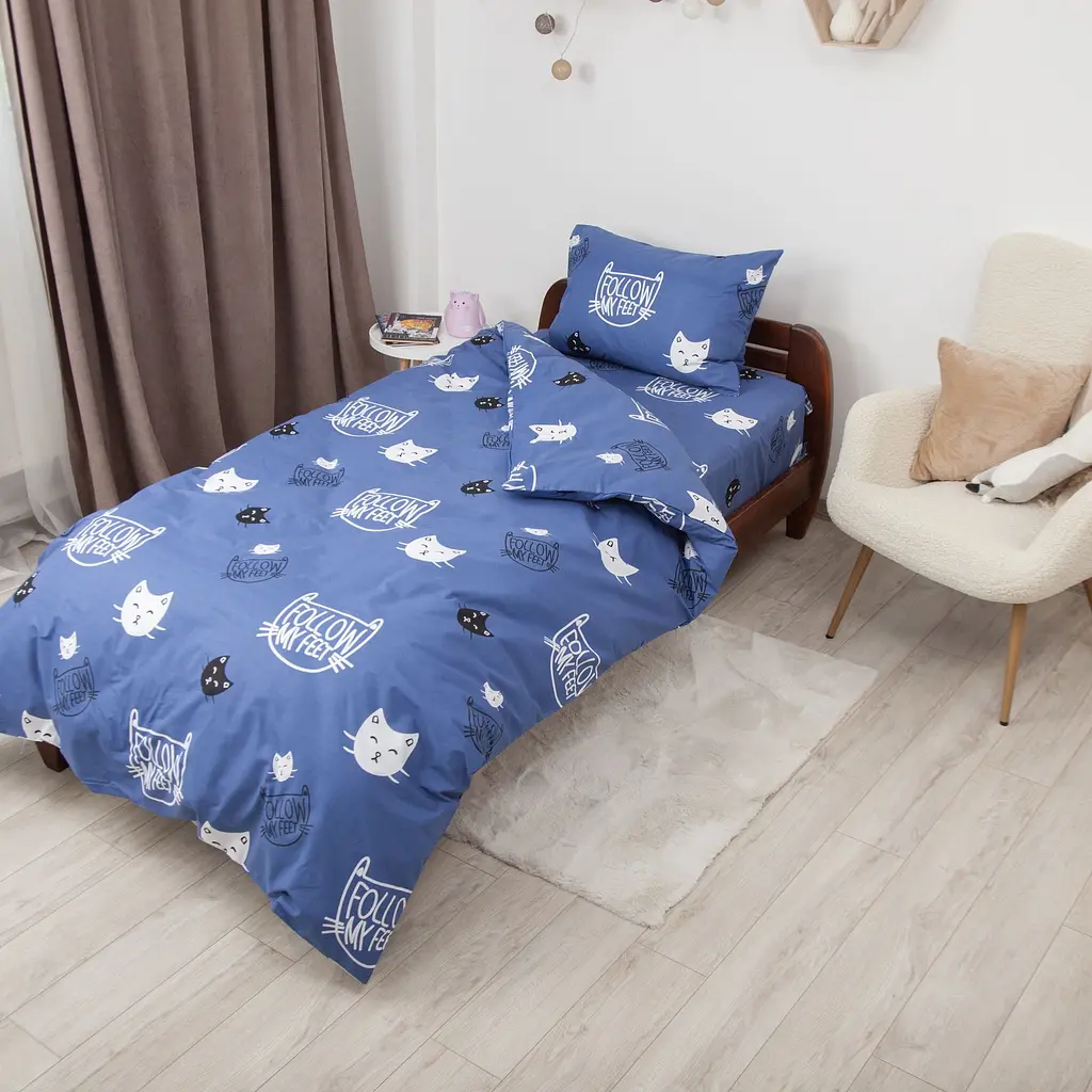 Комплект постільної білизни ТЕП Soft dreams Кошенятка підлітковий синій (2-04191_29914) - фото 2
