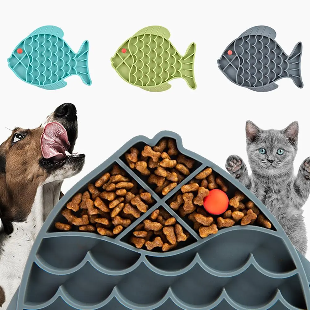 Силіконовий килимок для лизання для собак Derby Fish Shaped Dog Lick Mat, сірий - фото 4