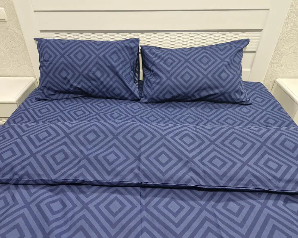 Постільна білизна LARA бязь d11297e Ромб Dark Blue євро - фото 7