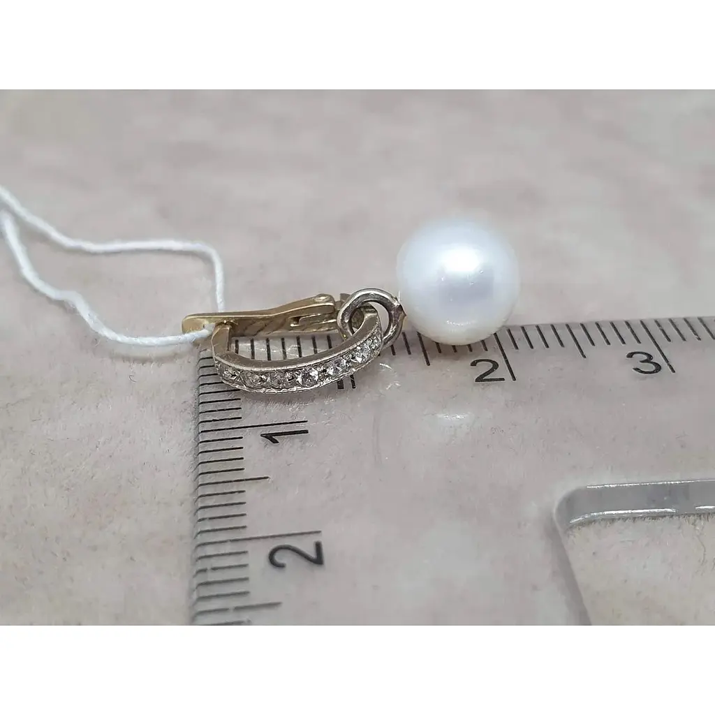 Золотые серьги Гаразд 2 в 1 с жемчугом и фианитами. 3532577Ж - фото 7