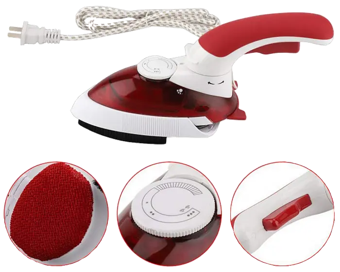 Ручна парова дорожня праска відпарювач із щіткою 1000W Mini Steam Iron HT-558B червоний - фото 3