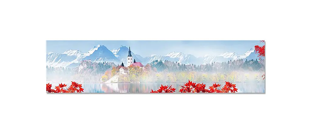 Вініловий кухонний фартух Акварельний Замок наклейка для кухні ПВХ гори Природа Блакитний Happy Pocket Z181560 - фото 7