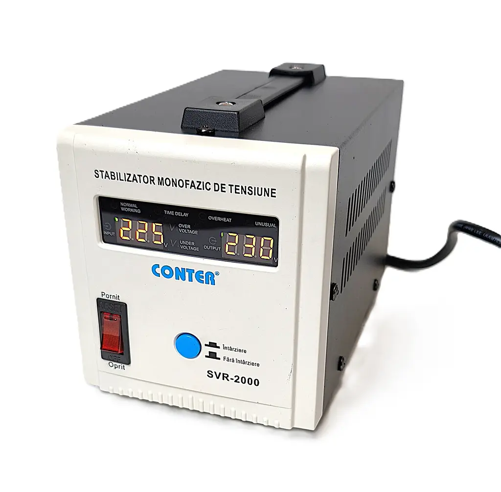 Стабілізатор напруги релейний Conter SVR-2000VA 1500Вт, 150-270В, 230В±8%, 2 розетки, LED дисплей, 9.1А, 50/60Гц - фото 2