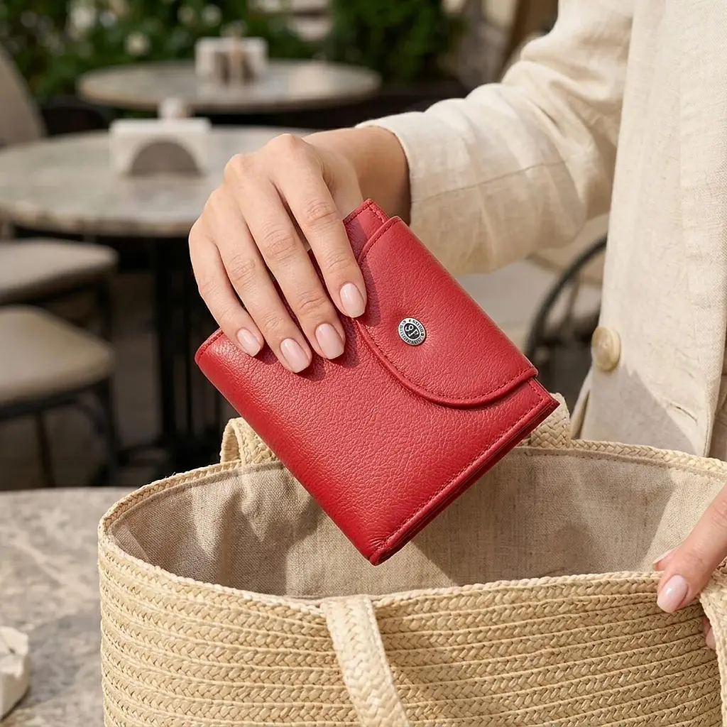 Яскравий жіночий гаманець із монетницею з натуральної шкіри ST Leather 22712 червоний - фото 2