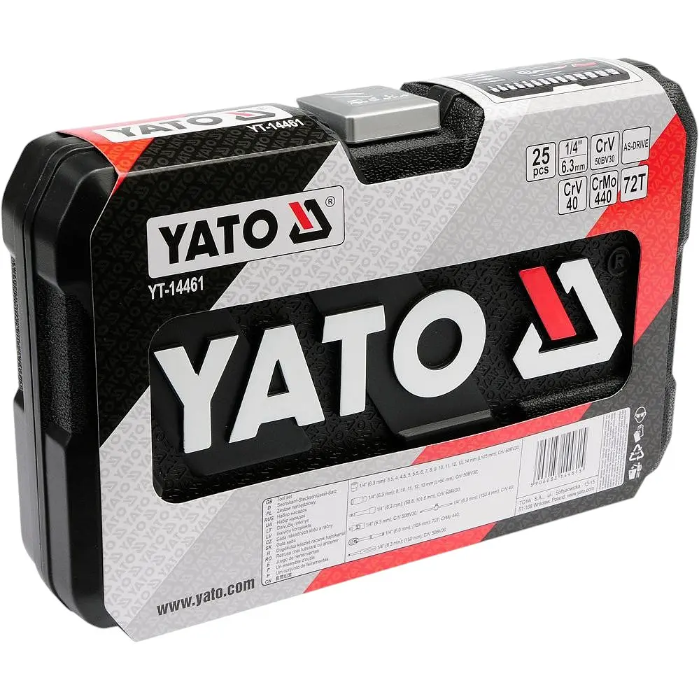 Набір головок торцевих Yato CrV, квадрат 1/4", M 3.5-13 мм з інструментами 25 шт. (YT-14461) - фото 4