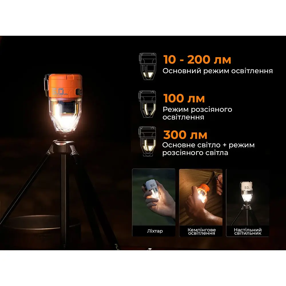 Насос-фонарь кемпинговый Flextail Max Pump 3, оранжевый - фото 6