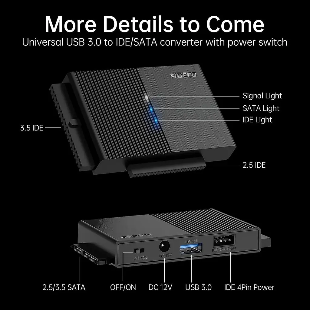 Адаптер FIDECO USB 3.0 для підключення SATA/IDE HDD та SSD - фото 2
