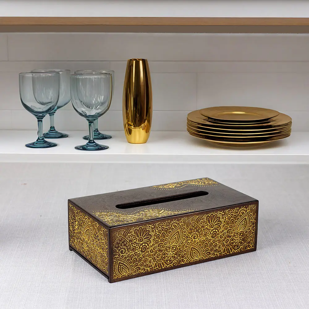 Деревянный диспенсер для салфеток VANZA Ornavia gold  - фото 8