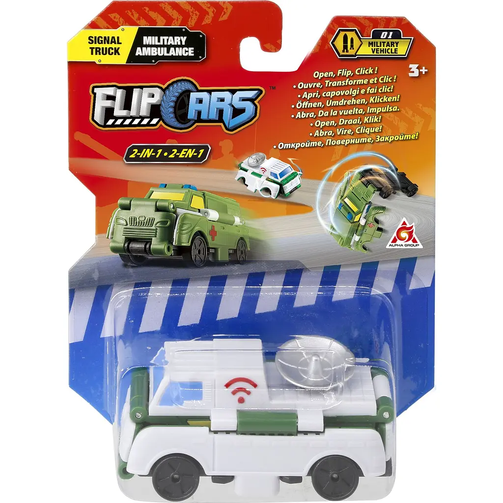 Машинка-трансформер Flip Cars Вантажівка зв'язку та Військова швидка допомога, 2 в 1, 8 см (EU463875-15) - фото 4