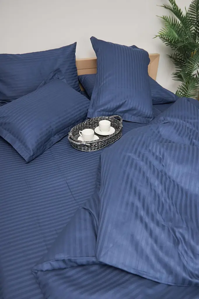 Комплект постельного белья Moon&Star Детский 110x140 см наволочки 2x50x70 см Delfi Blue Satin Stripe - фото 7
