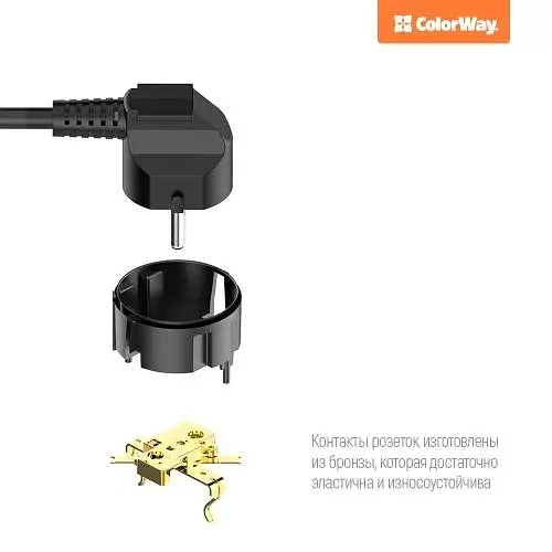 Мережевий фільтр , 6 розеток, 2 м, Black ColorWay teh0028198 - фото 8