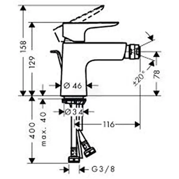 Змішувач Hansgrohe Talis E для біде Polished Gold Optic 71720990 Золотий - фото 2