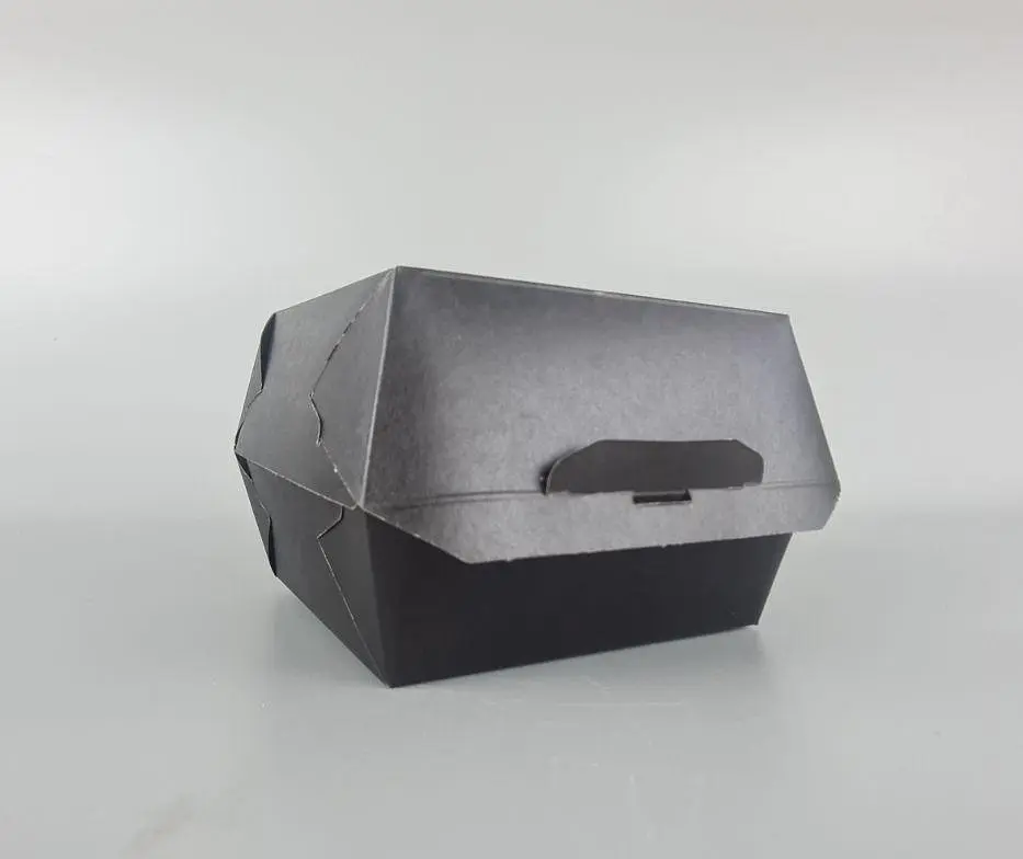 Коробка для бургера, 145x145x100 мм, Black, ламінована, чорний, 50 штук, для бургерів, сендвічів і фастфуду - фото 2