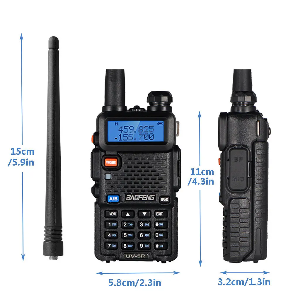 Портативна Рація + Гарнітура Baofeng UV-5R 5W дводіапазонна VHF136-174/UHF400-520 МГц (18835) - фото 3