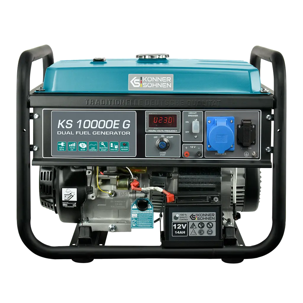 Генератор газобензиновий Konner&Sohnen KS 10000E G, LPG 230В, 8.0кВт, електростартер, 87кг