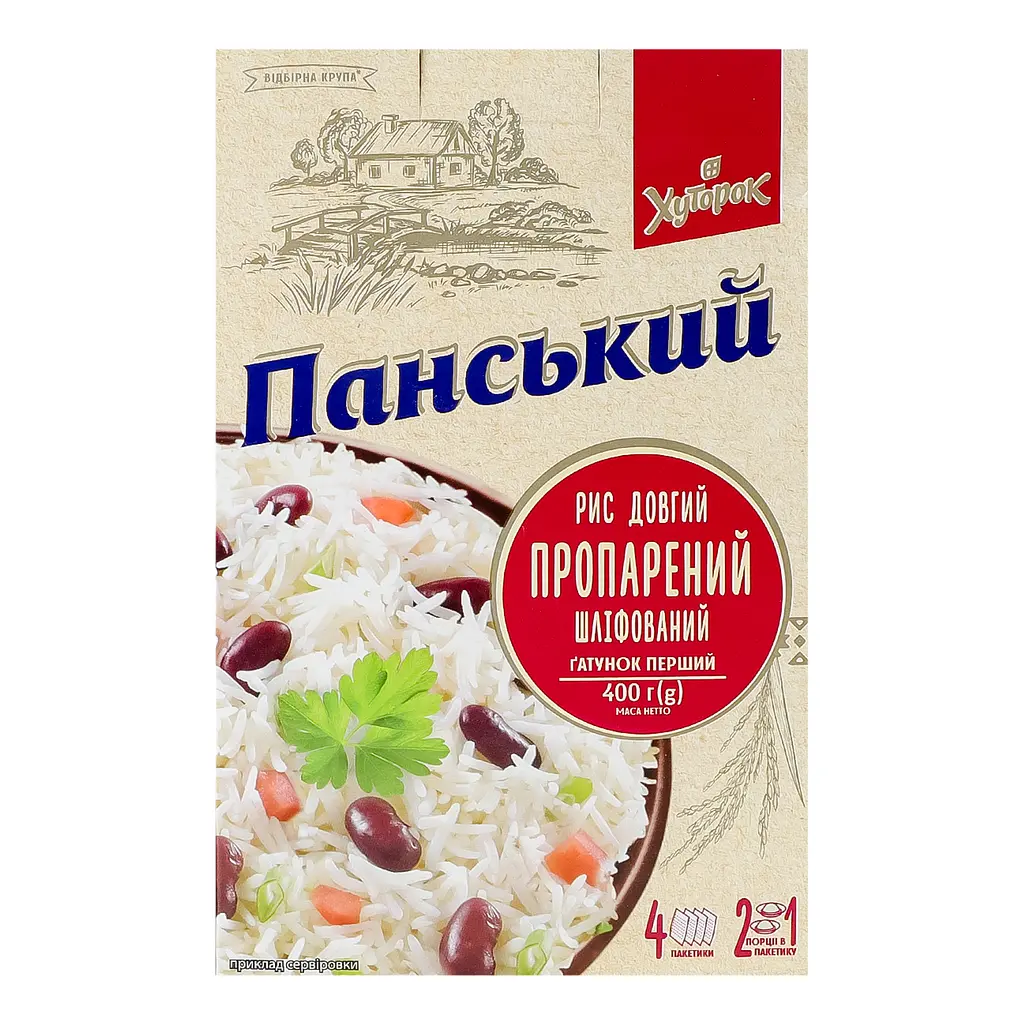 Рис пропаренный Хуторок Панский длинный шлифованный 400 г - фото 5