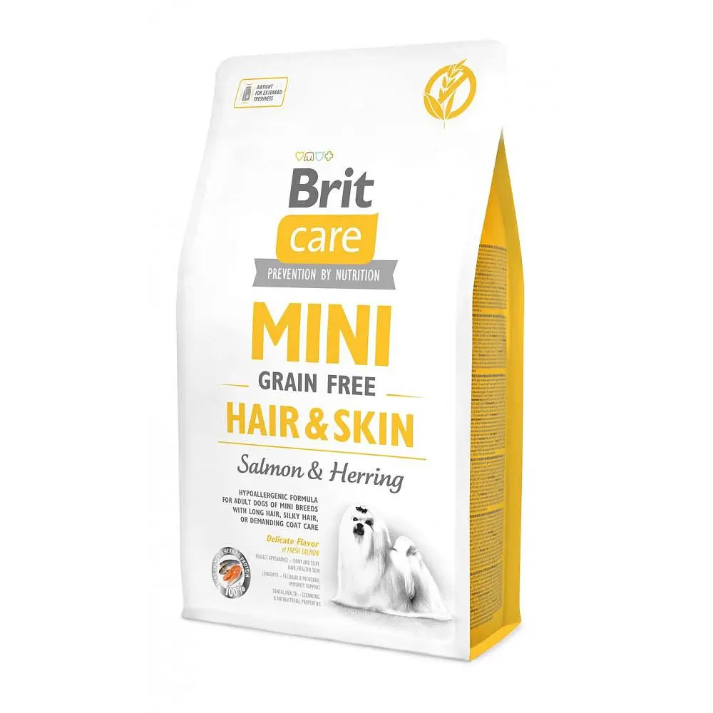 Сухий корм Brit Care GF Mini Hair & Skin для собак мініатюрних порід, для шкіри та шерсті, з лососем і оселедцем 2 кг (арт.170782/520220)