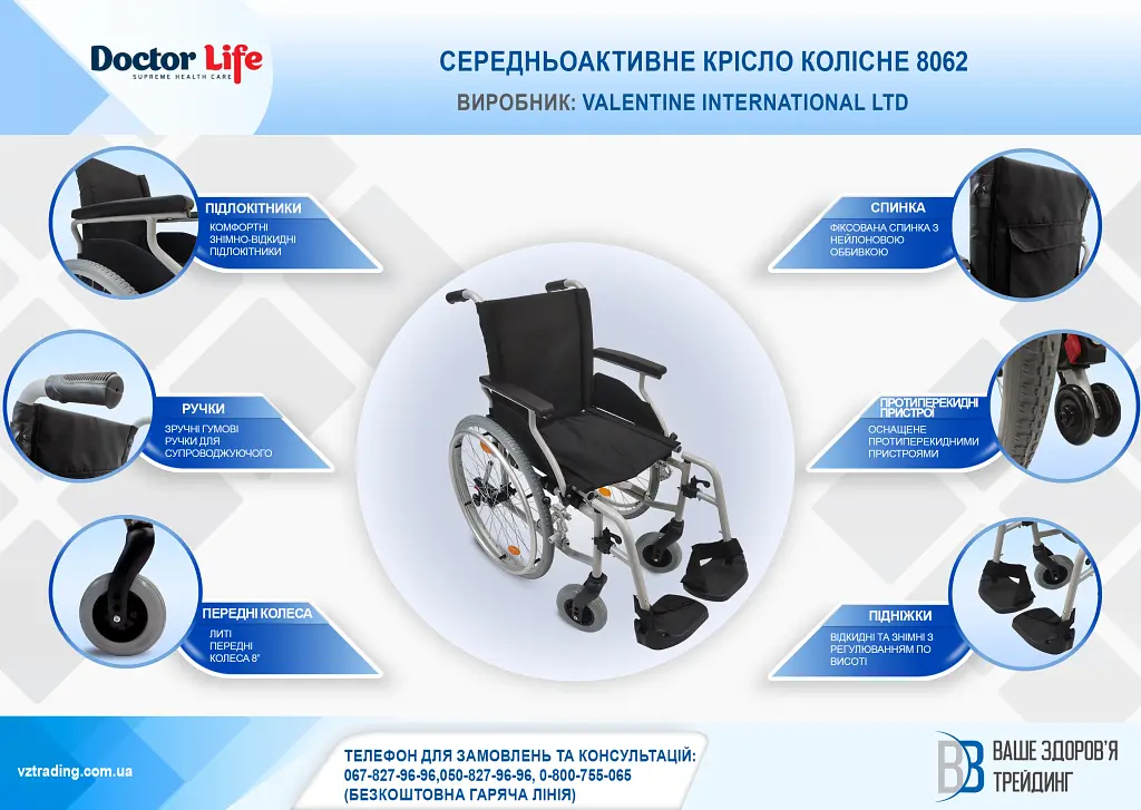 Середньоактивне крісло колісне Doctor Life 8062 (8062/45-2087) - фото 7