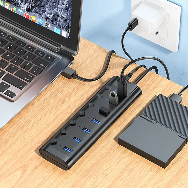 Хаб-концентратор док-станція Hoco HB40 Easy change 7 in 1 Adapter 7USBx3.0 120 см - фото 7