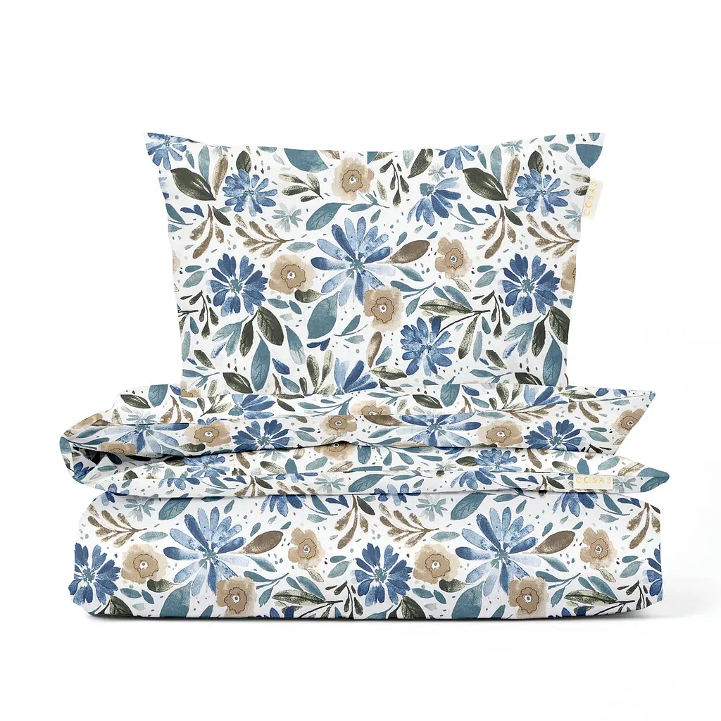 Дитяча постіль Cosas California Flowers без простирадла 110х140 см (FlowersWashBlueWhite_140_2)