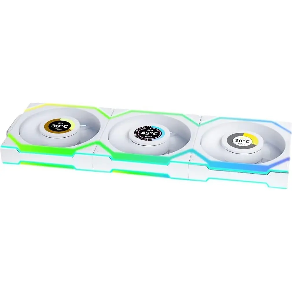 Комплект вентиляторів LIAN LI UNI Fan SL WIRELESS LCD 120-3 (G99.12SLLCD1W3W.00) White - фото 2