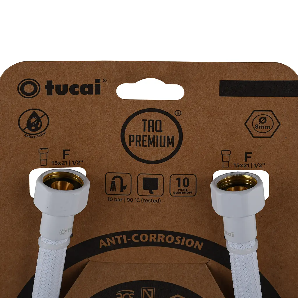 Шланг водяний Tucai TAQ Premium Grif 1/2″x1/2″ BВ 0,4м.Антикор. ACB HG-1212-400 (Білий Мат) 209972 - фото 2