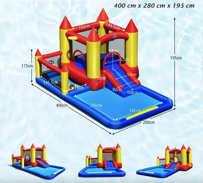 Надувний водний центр Costway Happyland з гіркою 400см з вентилятором - фото 2