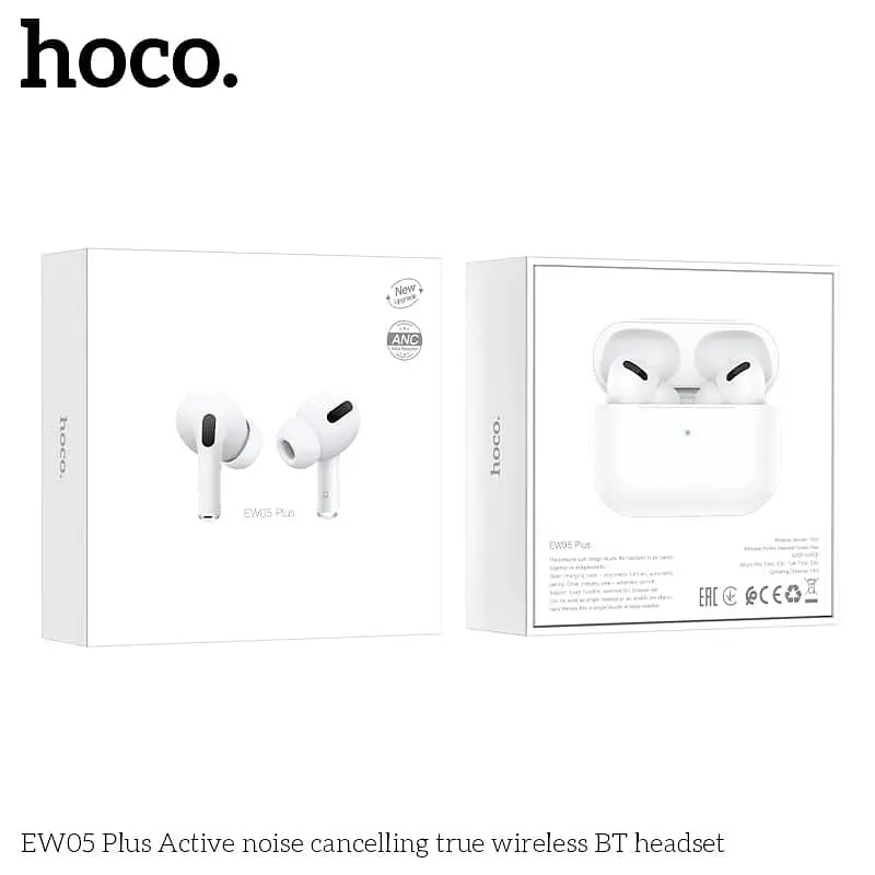 Беспроводные наушники Hoco EW05 Plus с беспроводной зарядкой, активным шумоподавлением, микрофоном, TWS Bluetooth 5.1 белые - фото 3