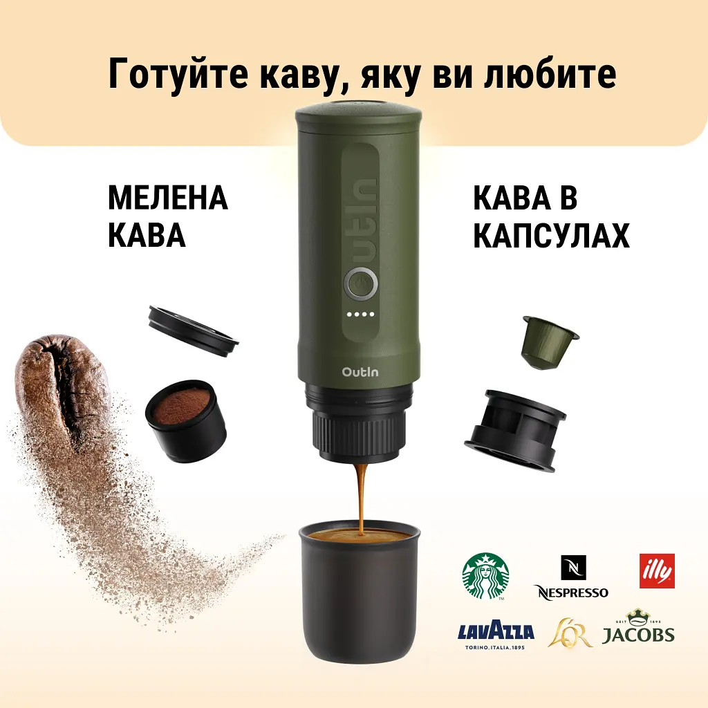 Портативна кавоварка Outin Nano Espresso Machine OTEM-01 Forest Green (OTEM-01-FG) - фото 4