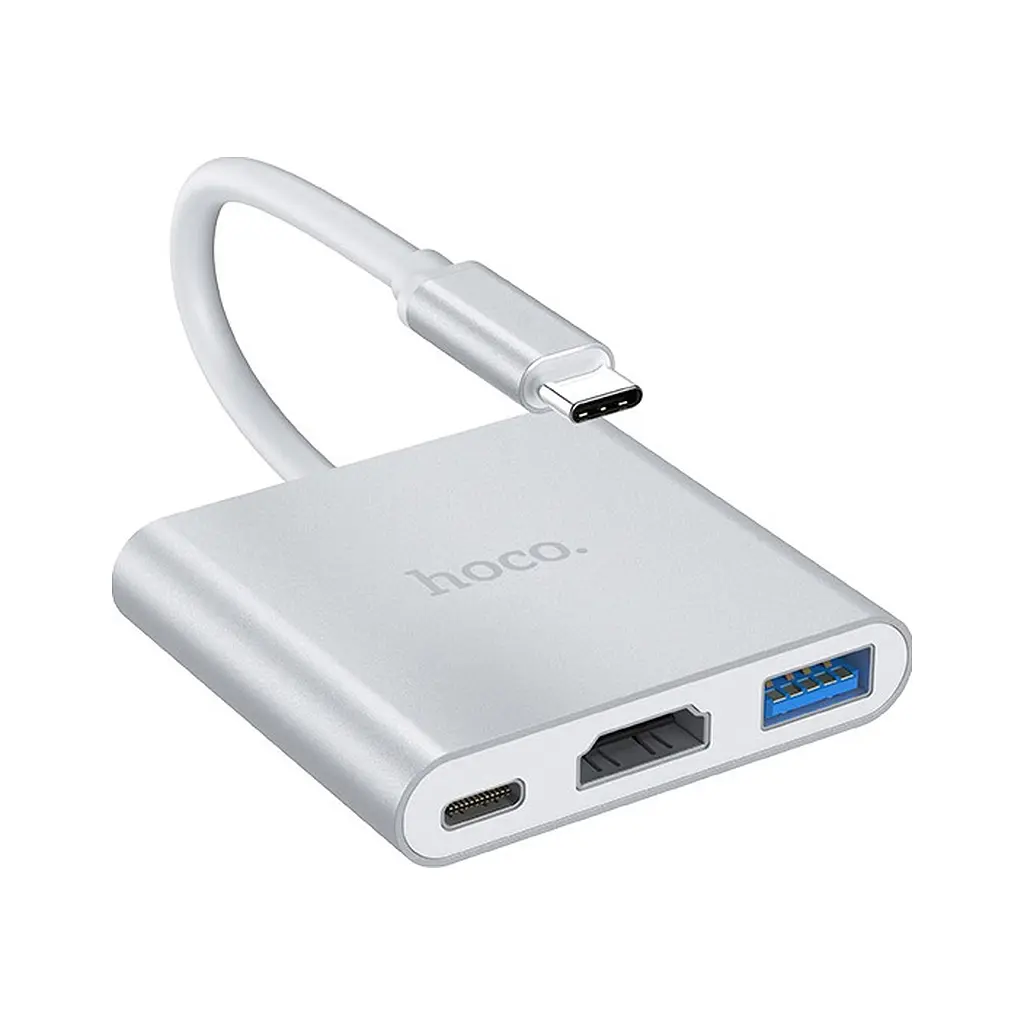 Концентратор HOCO USB-C to USB3.0+HDMI+PD HB14 Silver (6931474725790) - фото 4