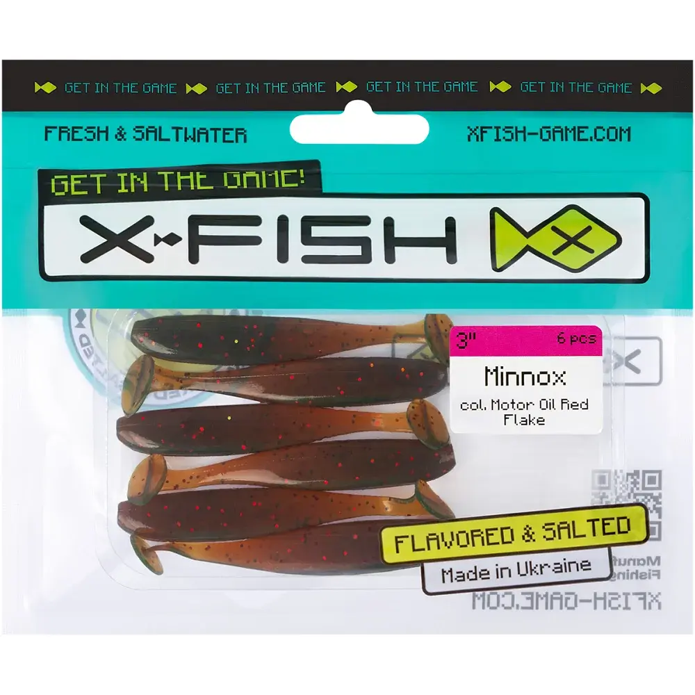 Силікон X-Fish Minnox 3" Motor Oil Red Flake (6шт/уп) - фото 2