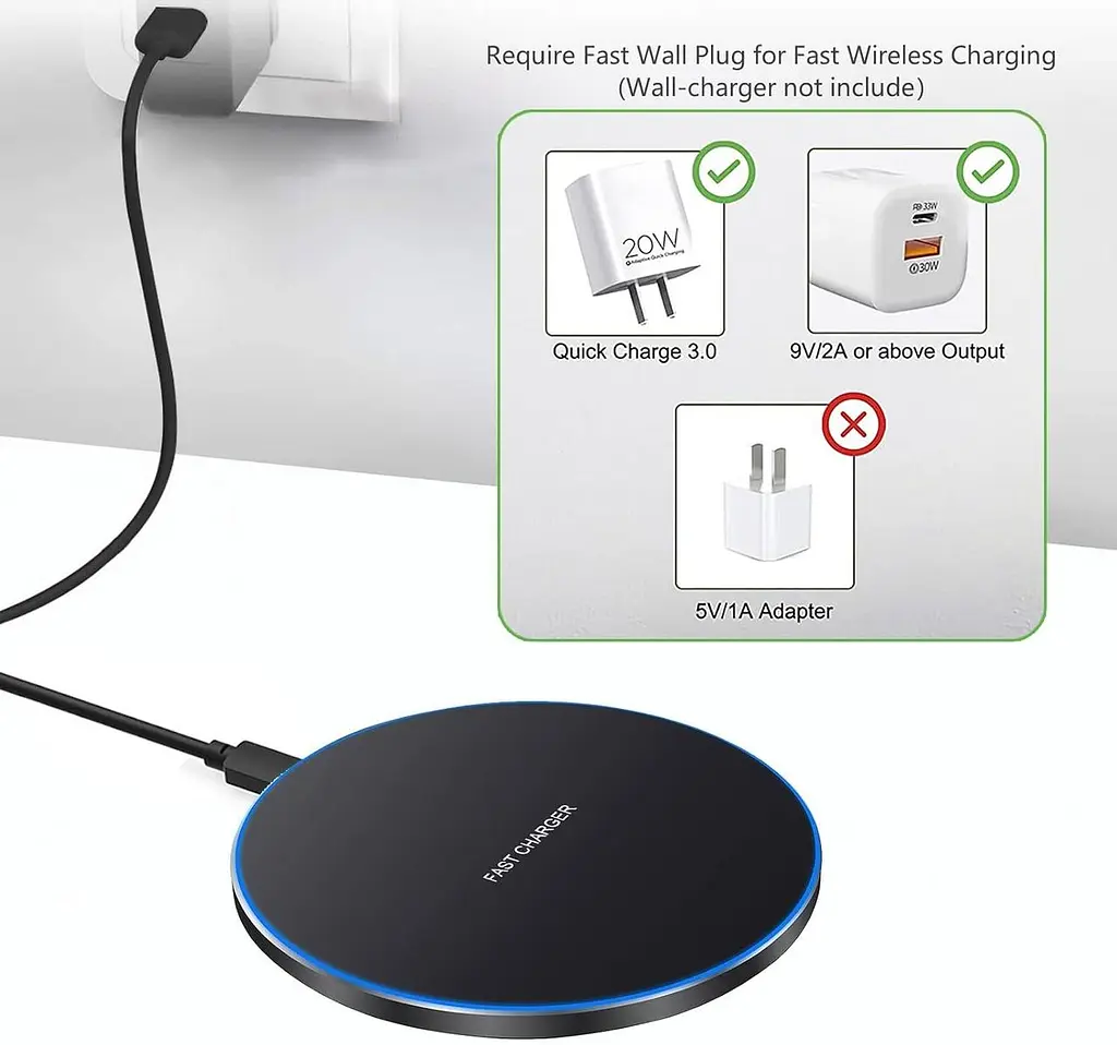 Бездротова зарядка FDGAO 20W для iPhone, Samsung, AirPods, ультратонка Qi-панель - фото 4