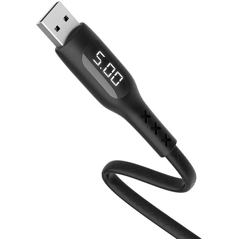 USB Cable Hoco S6 Sentinel MicroUSB Black 1m (with display) - фото 2