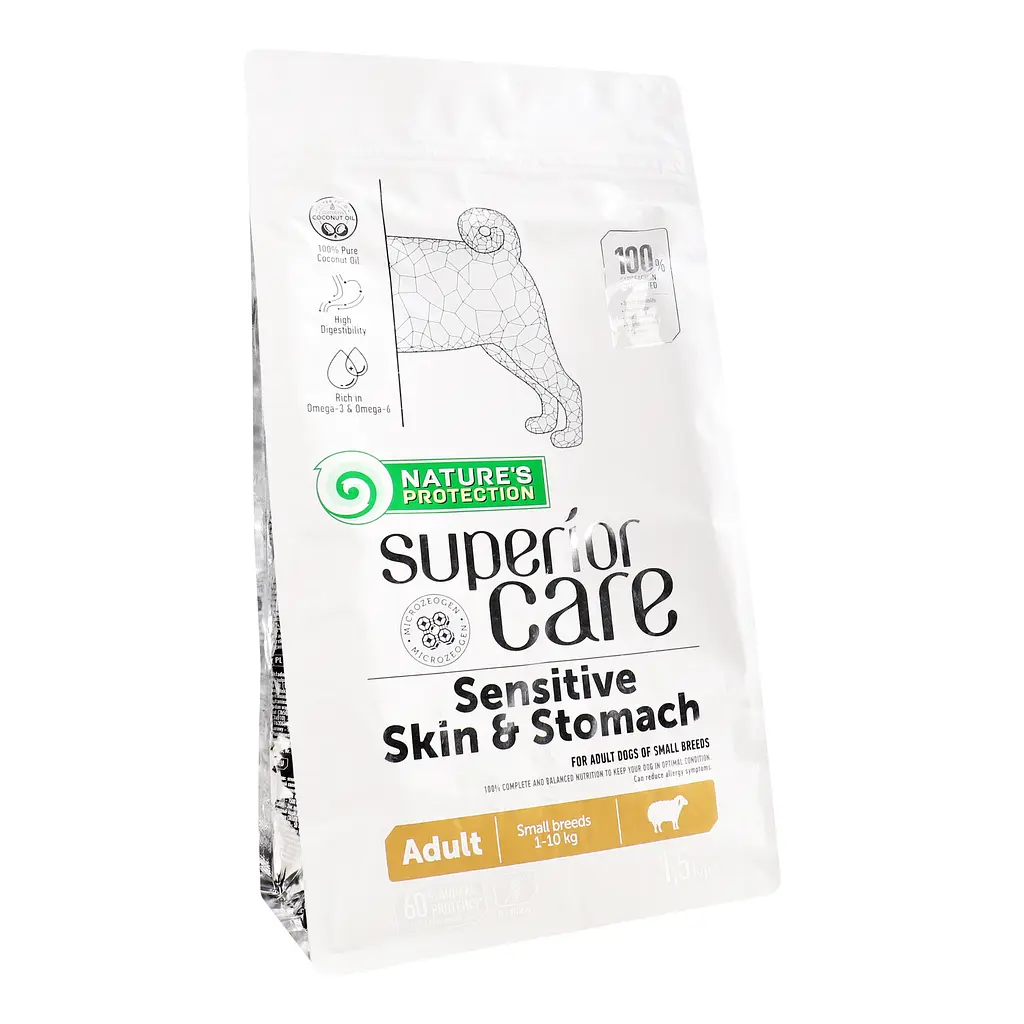Сухой корм для собак малых пород с чувствительным пищеварением Nature's Protection Superior Care 1.5 кг - фото 2