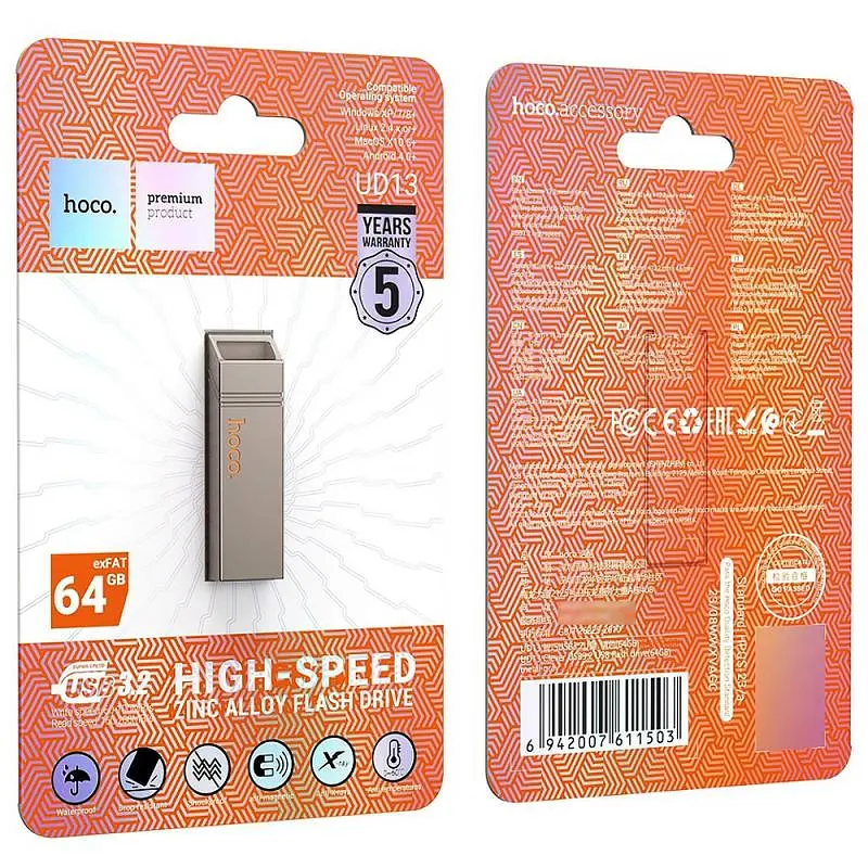 Флеш-накопичувач Hoco UD13 USB3.2 - 64GB Gray - фото 6